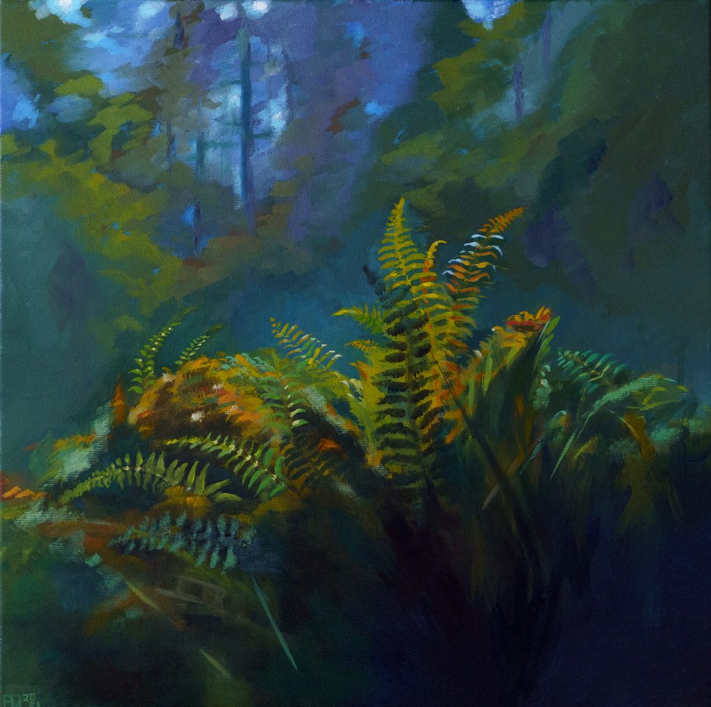 Gemälde mit Farnen im Wald