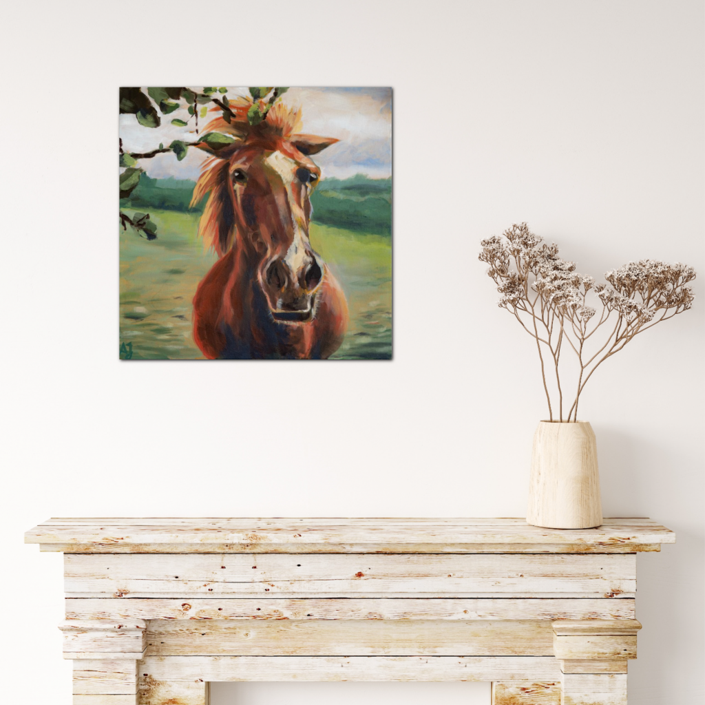 Gemälde mit Pferd im Raum