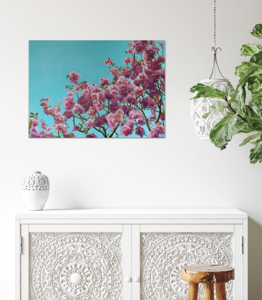 Kirschblüten Gemälde im Raum