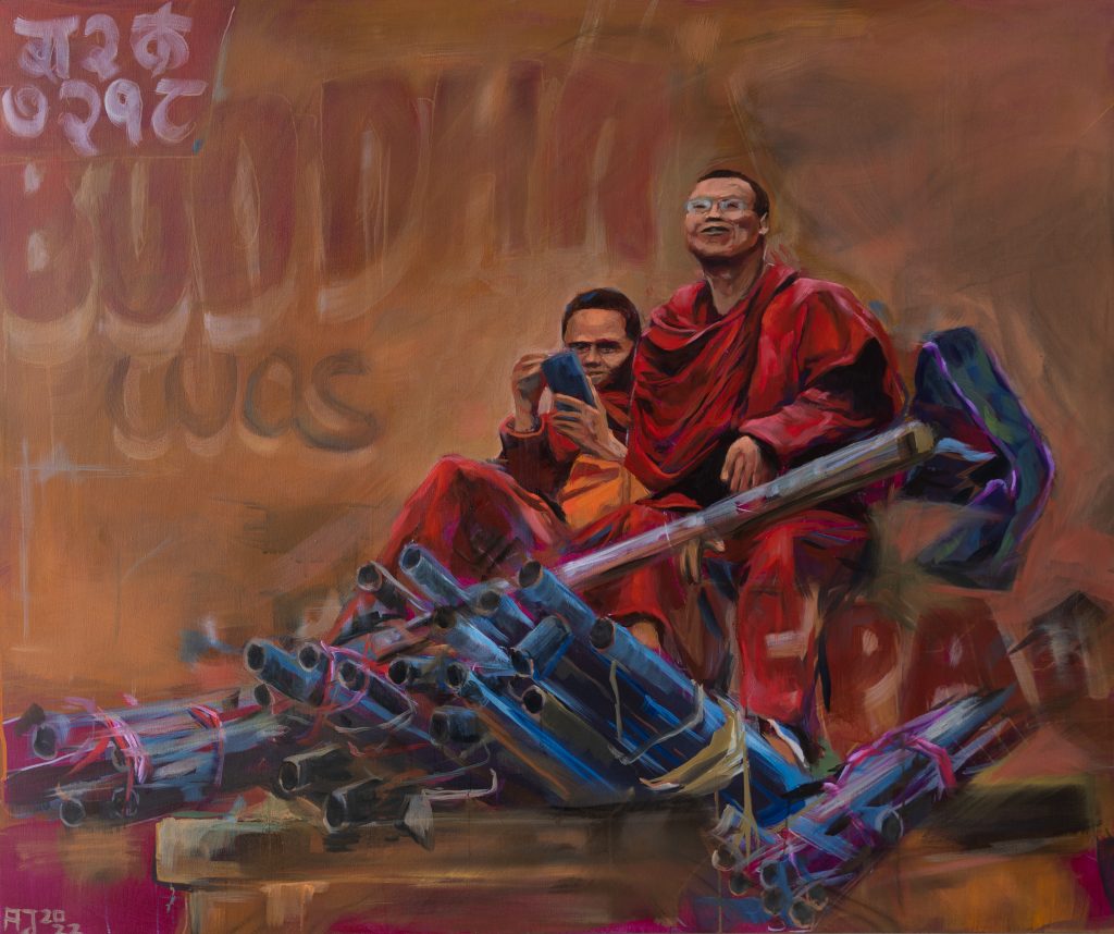 Gemälde mit buddhistischen Mönchen