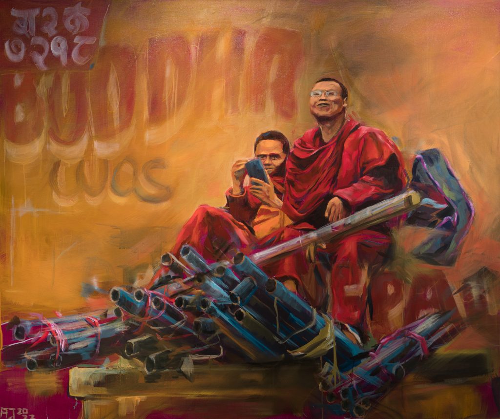 Gemälde mit Mönchen