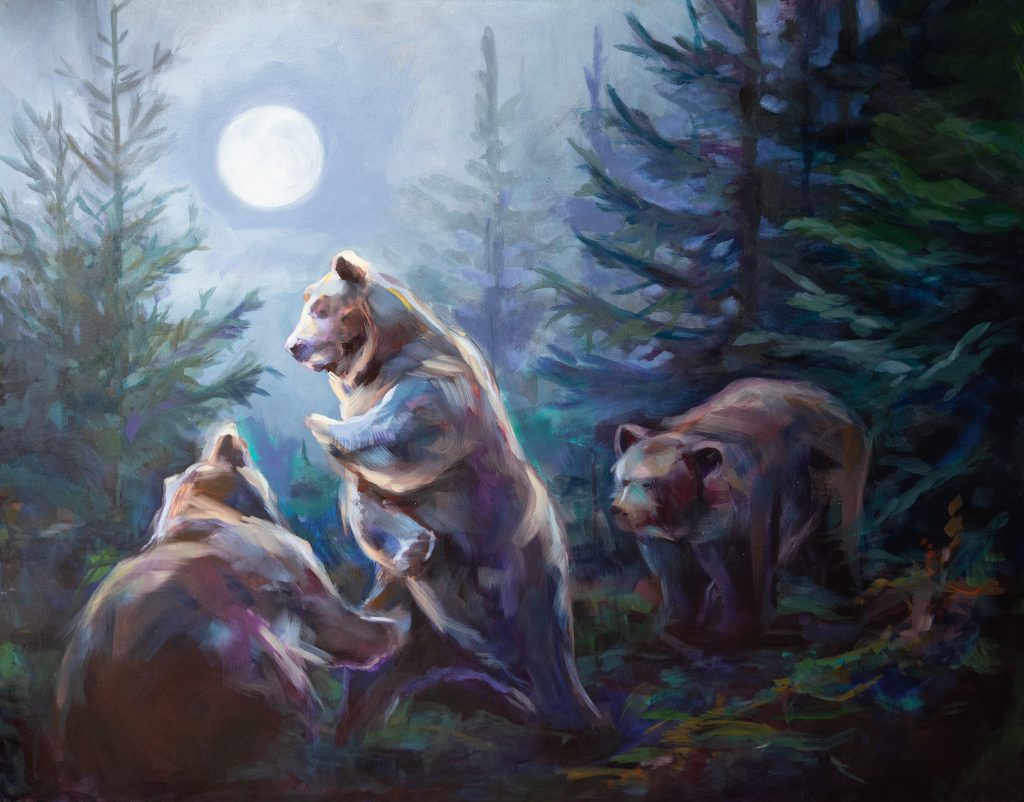 Gemälde mit Bären im Wald